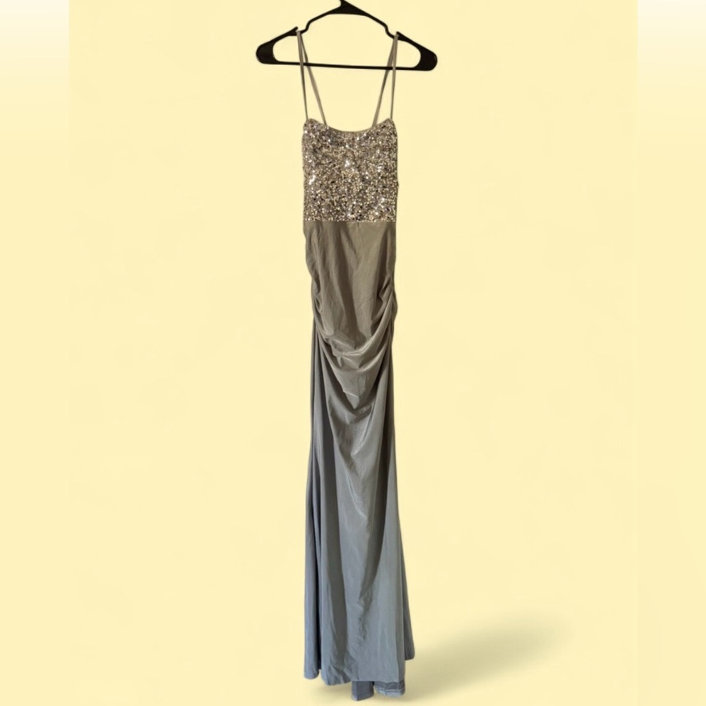 Glamorous Silver Sequin Maxi Dress